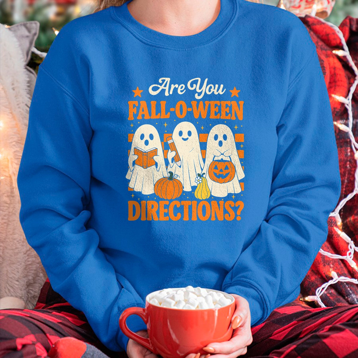 Best Teacher Shirt, Funny Teacher UnisexT-Shirt/Hoodie/Sweatshirt HLT00 - are You Fall O Ween Directions Funny Teacher Ghost Halloween T-Shirt