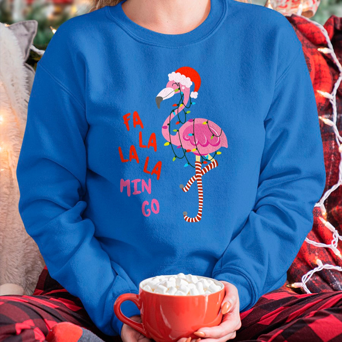 Fa La La Mingo Flamingo Christmas Tropical Xmas Tree Lights T-Shirt - Christmas Unisex T-Shirt/Hoodie/Sweatshirt - HNDS00