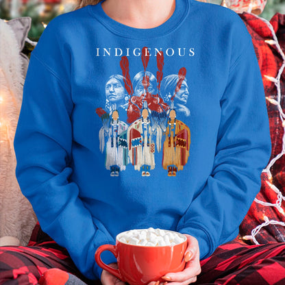 Native American T-Shirts, Vintage Native American Unisex T-Shirt/Hoodie/Sweatshirt HLT00 - Native American Indigenous Red Hand Indian Blood Themed Long Sleeve T-Shirt (1)