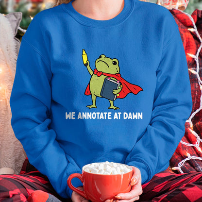 Best Teacher Shirt, Funny Teacher UnisexT-Shirt/Hoodie/Sweatshirt HLT00 - We Annotate At Dawn English Teacher Funny Frog Reader T-Shirt (1)