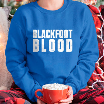 Native American T-Shirts, Vintage Native American Unisex T-Shirt/Hoodie/Sweatshirt HLT00 - American Flag - Blackfoot Blood for Proud Native American Blackfoot Tribe Long Sleeve T-Shirt