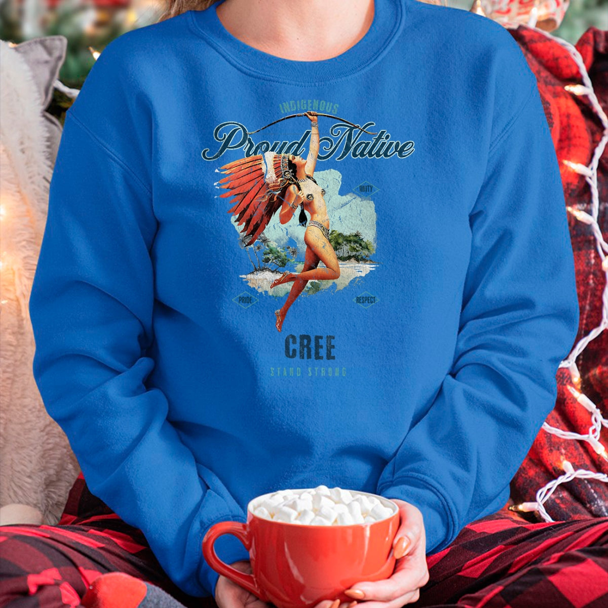 Native American T-Shirts, Vintage Native American Unisex T-Shirt/Hoodie/Sweatshirt HLT00 - American Flag - Cree Indigenous Proud Native Art Deco Stand Strong T-Shirt
