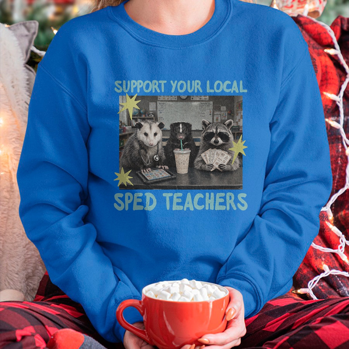 Best Teacher Shirt, Funny Teacher UnisexT-Shirt/Hoodie/Sweatshirt HLT00 - Support Your Local Sped Teachers Raccoon Possum Rad Team T-Shirt