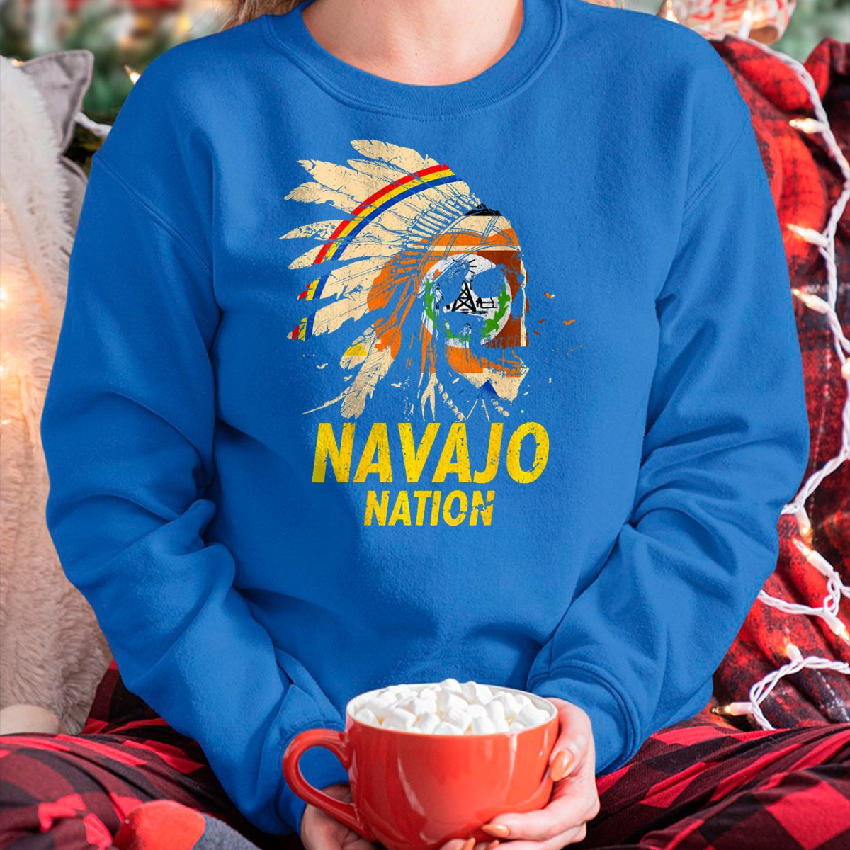 Native American T-Shirts, Vintage Native American Unisex T-Shirt/Hoodie/Sweatshirt HLT00 - American Flag - BACK PRINT Navajo-Nation Flag Native American T-Shirt (1)