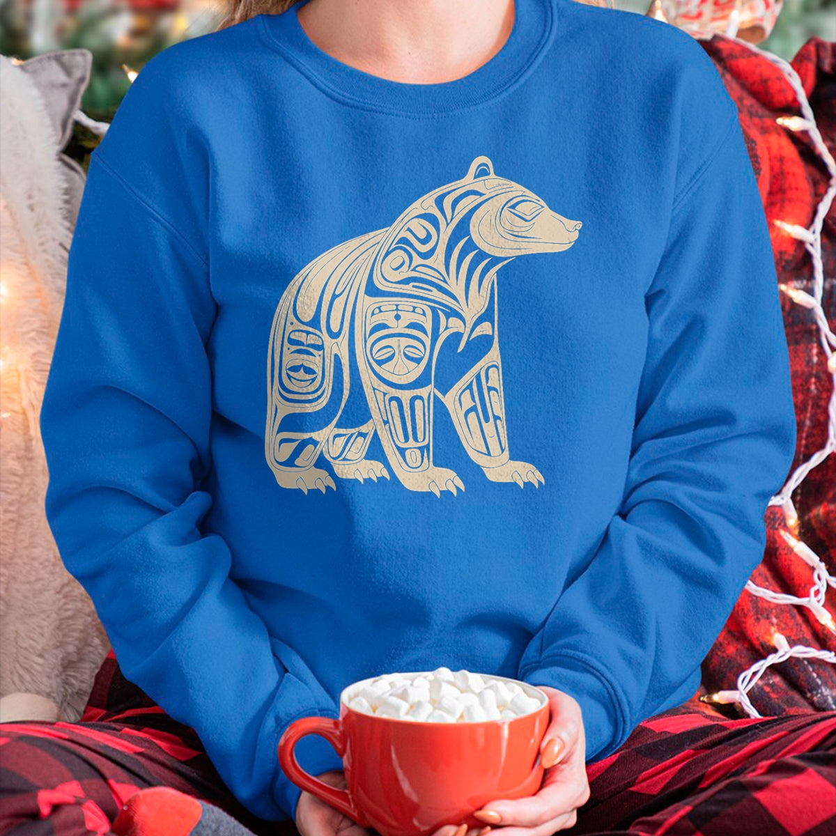 Native American T-Shirts, Vintage Native American Unisex T-Shirt/Hoodie/Sweatshirt HLT00 - American Flag - Bear Native Formline Art Salish Haida Tlingit Pacific Animal T-Shirt (1)