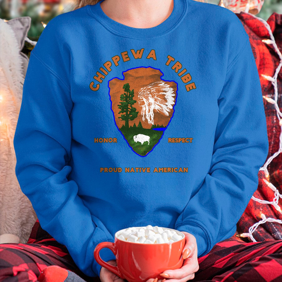 Native American T-Shirts, Vintage Native American Unisex T-Shirt/Hoodie/Sweatshirt HLT00 - American Flag - Chippewa Tribe Native American Indian Pride Respect Honor T-Shirt