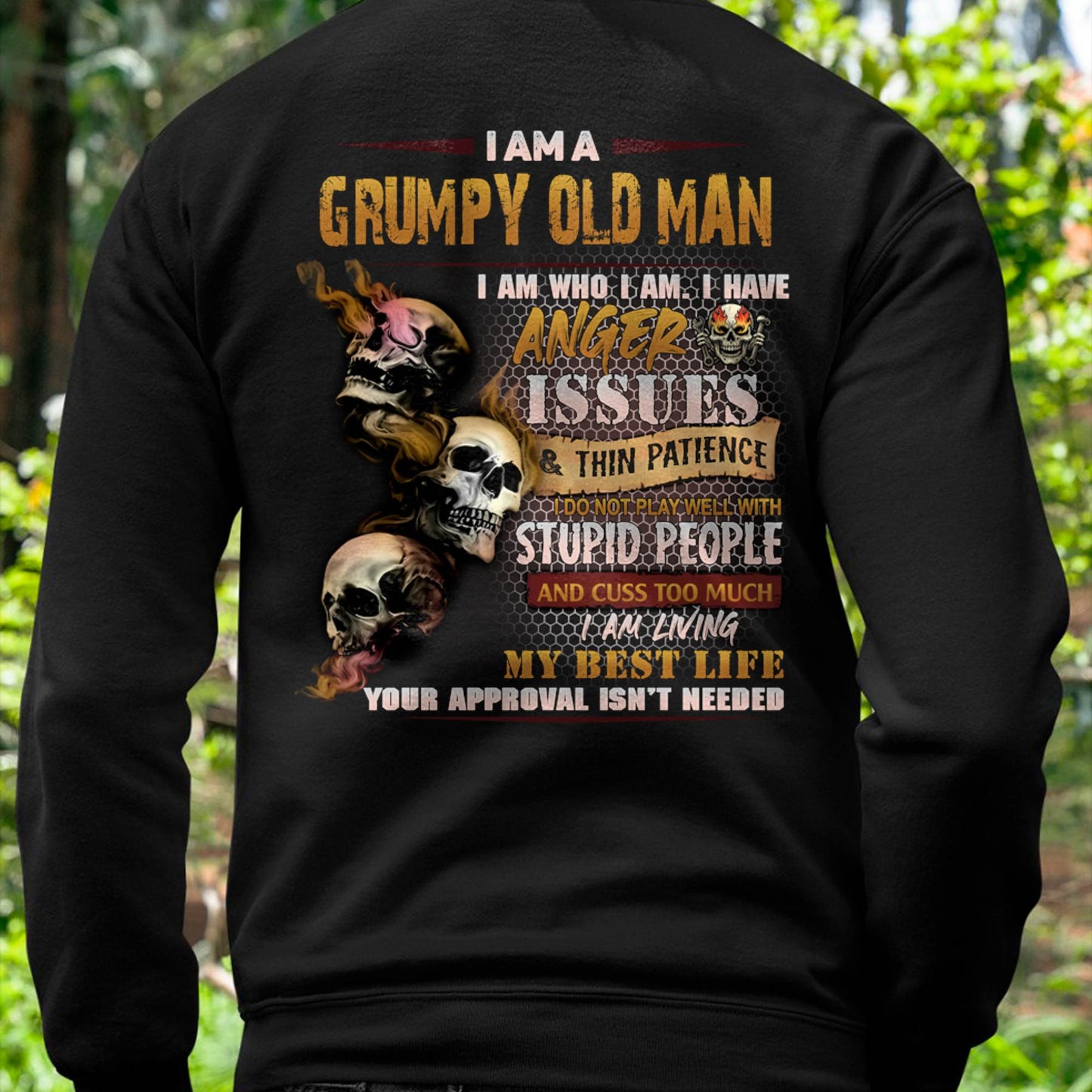 Grumpy Old Man T-Shirt - Funny Skull Anger Issues Tee - Perfect Gift For Men EBIL00 (SKU08-67-00)