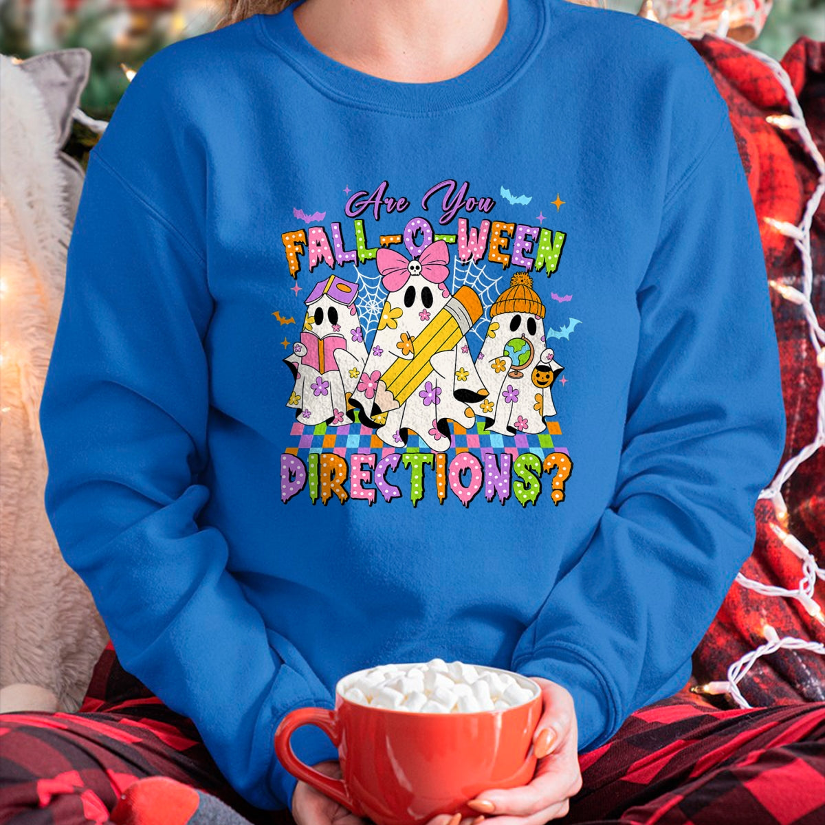 Best Teacher Shirt, Funny Teacher UnisexT-Shirt/Hoodie/Sweatshirt HLT00 - Halloween Floral Ghost Teacher are You Falloween Directions T-Shirt