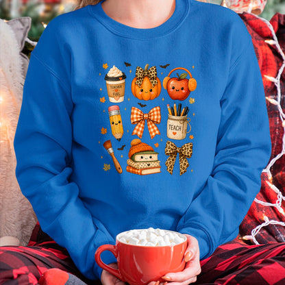 Best Teacher Shirt, Funny Teacher UnisexT-Shirt/Hoodie/Sweatshirt HLT00 - Fall Teacher Halloween Pumpkin Bow Apple Coffee School T-Shirt