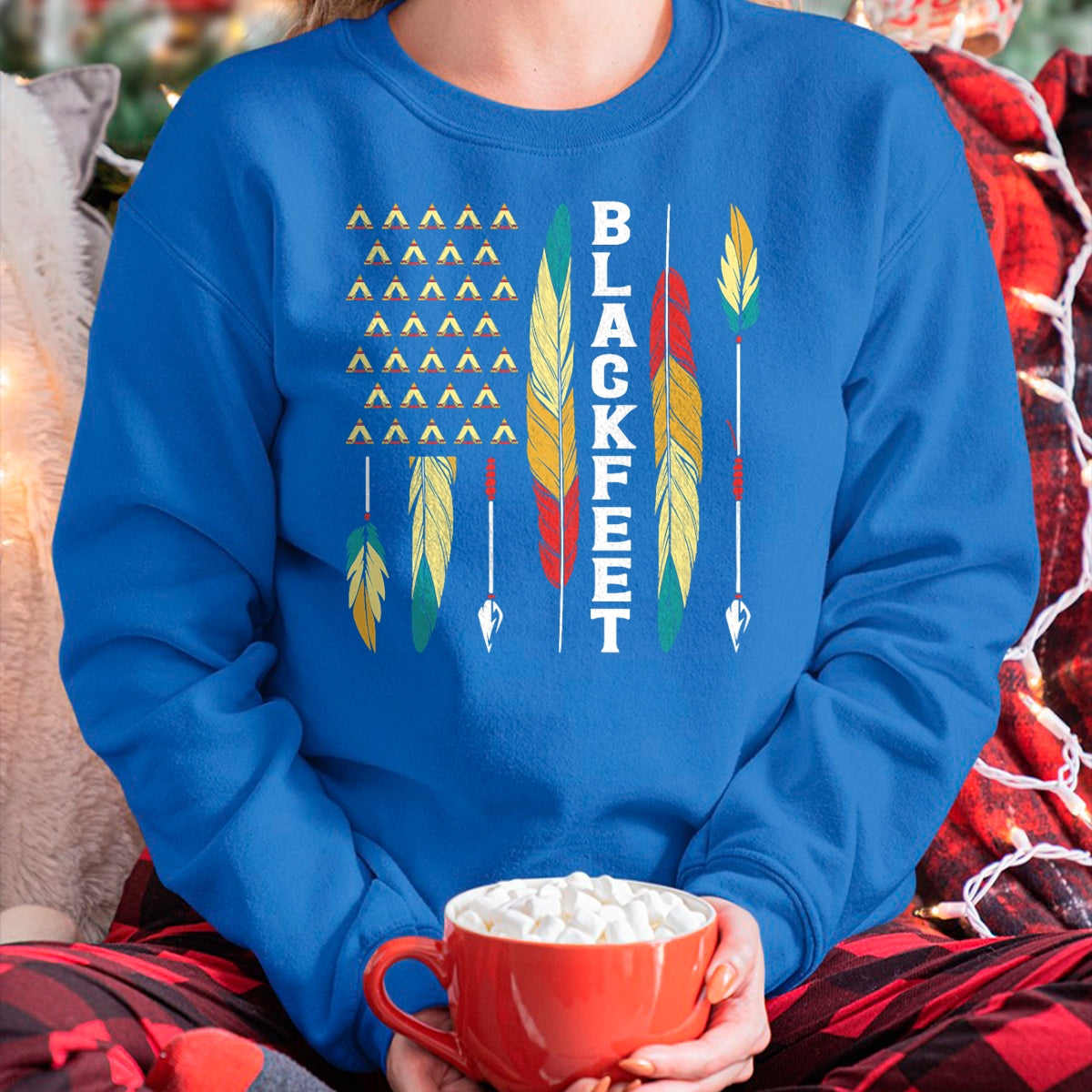Native American T-Shirts, Vintage Native American Unisex T-Shirt/Hoodie/Sweatshirt HLT00 - American Flag - Blackfeet Flag Native Pride American Indian Tribe Blackfeet T-Shirt (1)