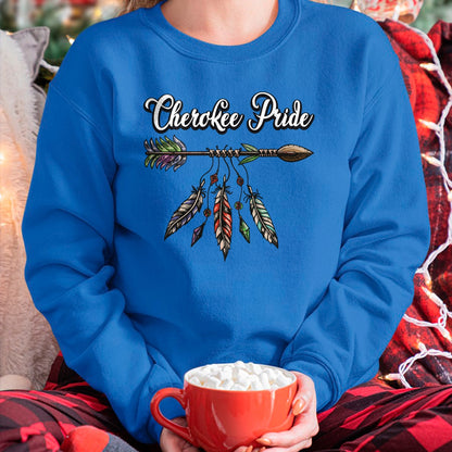 Native American T-Shirts, Vintage Native American Unisex T-Shirt/Hoodie/Sweatshirt HLT00 - American Flag - Cherokee Pride Feathers Native American Long Sleeve T-Shirt