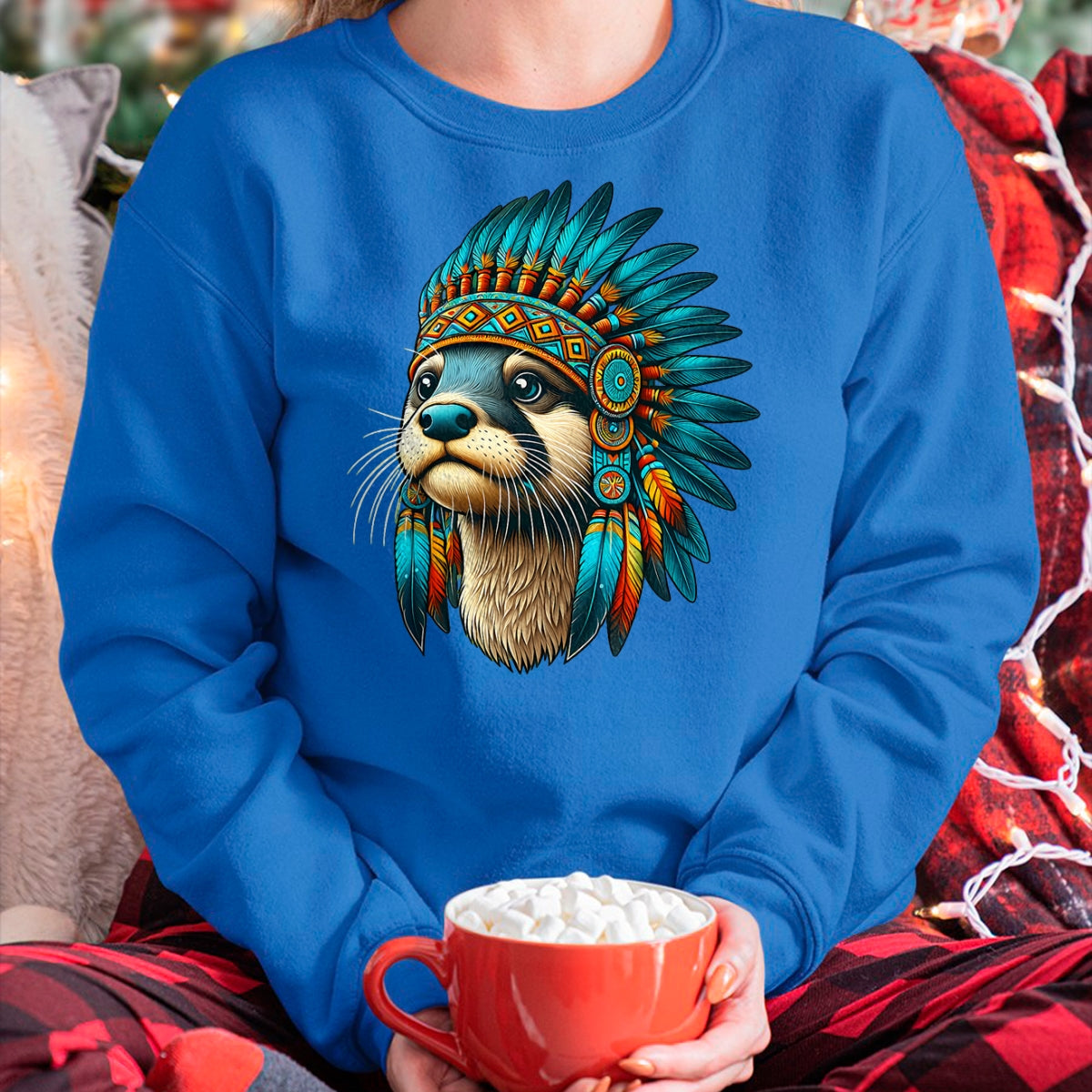 Native American T-Shirts, Vintage Native American Unisex T-Shirt/Hoodie/Sweatshirt HLT00 - Native Indian Otter Native American Indian Feathers T-Shirt (1)