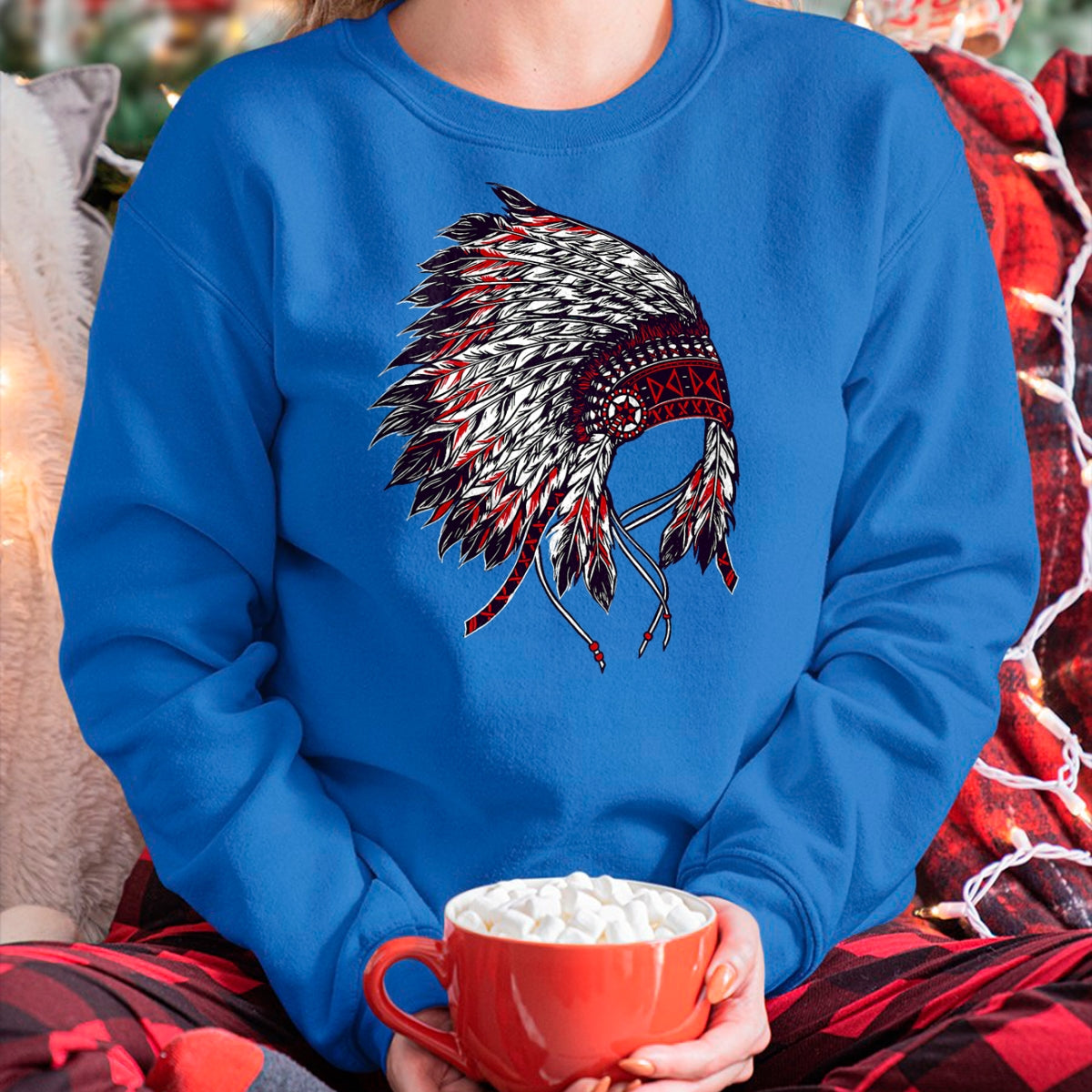 Native American T-Shirts, Vintage Native American Unisex T-Shirt/Hoodie/Sweatshirt HLT00 - Indian Headdress - Native American Roots Indigenous T-Shirt