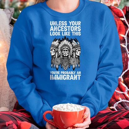 Native American T-Shirts, Vintage Native American Unisex T-Shirt/Hoodie/Sweatshirt HLT00 - Indian Native American Clothing You're Probably An Immigrant T-Shirt