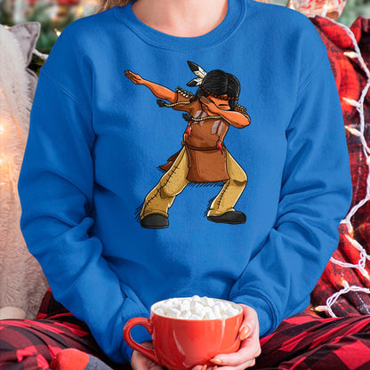 Native American T-Shirts, Vintage Native American Unisex T-Shirt/Hoodie/Sweatshirt HLT00 - American Flag - Dabbing Indian Funny Cute Native American Dance Dab Gift T-Shirt (1)
