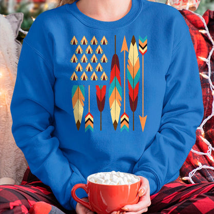 Native American T-Shirts, Vintage Native American Unisex T-Shirt/Hoodie/Sweatshirt HLT00 - Native American Pride USA Flag T-Shirt T-Shirt