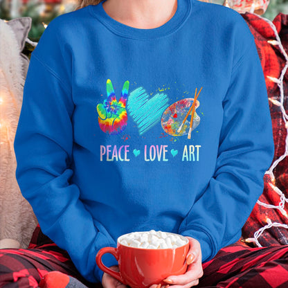 Best Teacher Shirt, Funny Teacher UnisexT-Shirt/Hoodie/Sweatshirt HLT00 - Peace Love Art Painting Palette Art Teacher T-Shirt