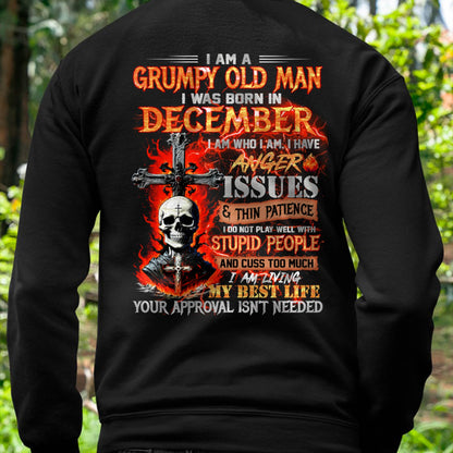 DECEMBER - GRUMPY OLD MAN T-SHIRT - FUNNY SKULL ANGER ISSUES TEE - PERFECT GIFT FOR MEN EBIL12 (SKU12-319-12)