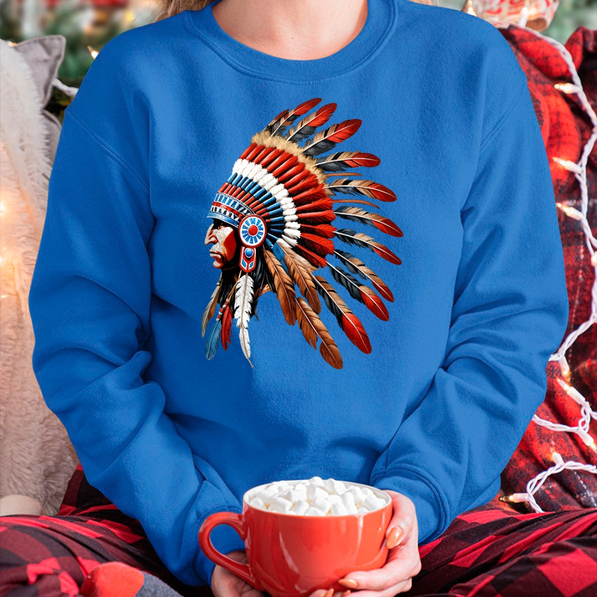 Native American T-Shirts, Vintage Native American Unisex T-Shirt/Hoodie/Sweatshirt HLT00 - Native American Indian Chief Headdress Indigenous Men Boys T-Shirt (1)