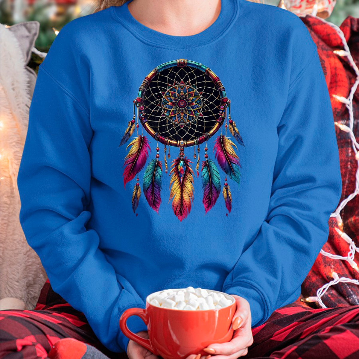 Native American T-Shirts, Vintage Native American Unisex T-Shirt/Hoodie/Sweatshirt HLT00 - American Flag - Colorful Dreamcatcher Feather Native American Indian Art T-Shirt (1)
