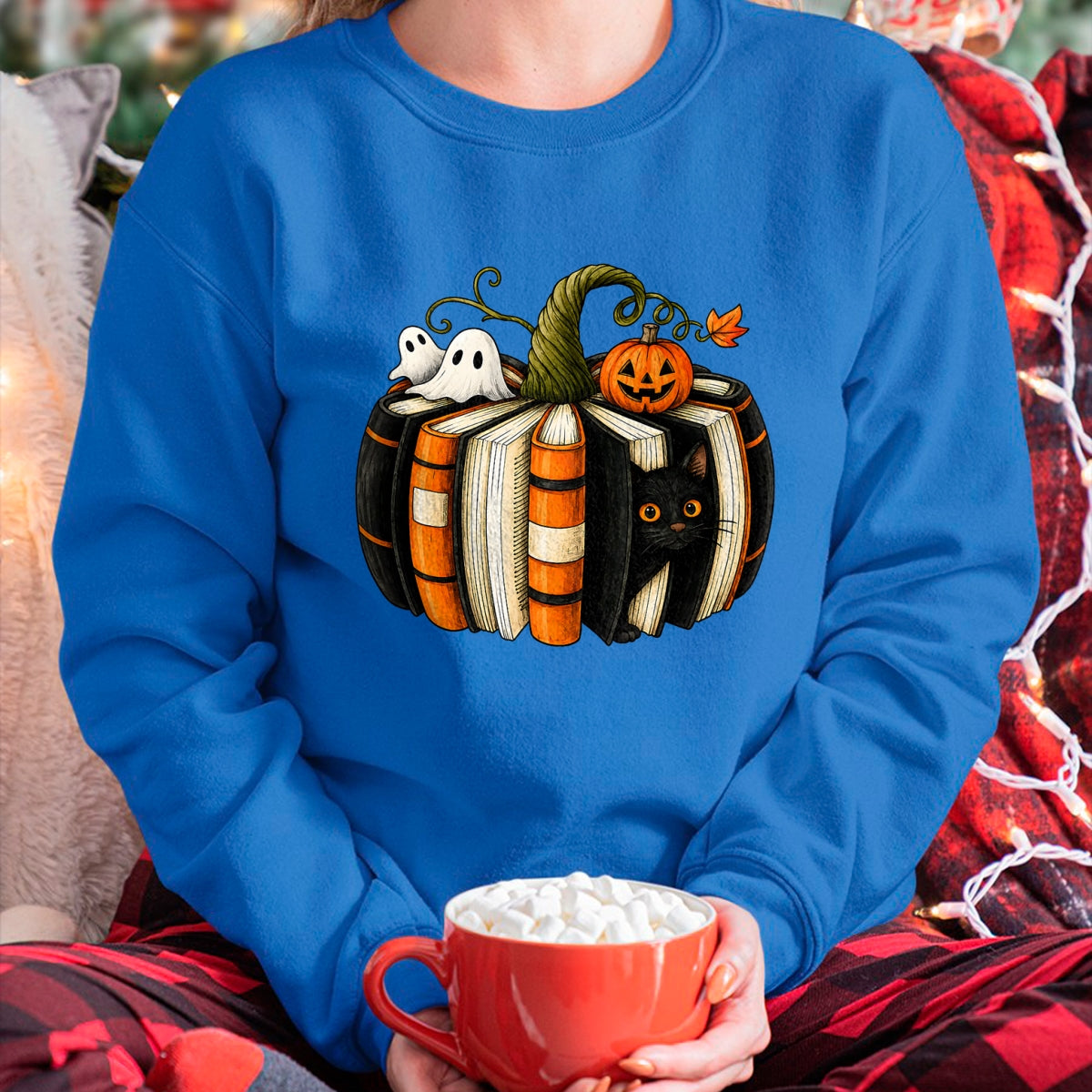 Best Teacher Shirt, Funny Teacher UnisexT-Shirt/Hoodie/Sweatshirt HLT00 - Halloween Reading Pumpkin Book Cat Ghost Librarian Teacher T-Shirt