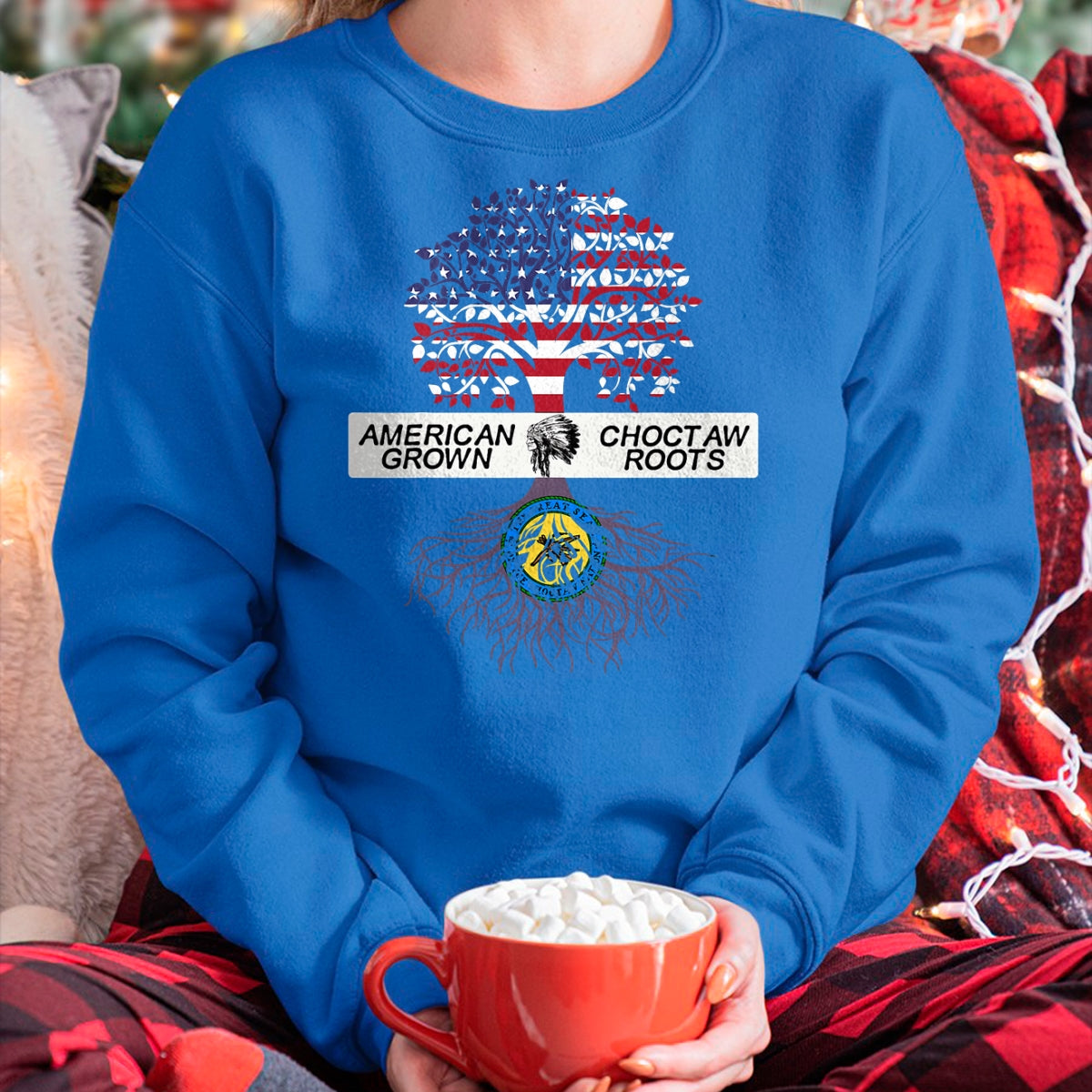 Native American T-Shirts, Vintage Native American Unisex T-Shirt/Hoodie/Sweatshirt HLT00 - American Flag - American Grown with Choctaw Roots Native American Pride Tree T-Shirt (1)