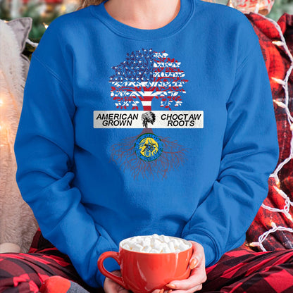 Native American T-Shirts, Vintage Native American Unisex T-Shirt/Hoodie/Sweatshirt HLT00 - American Flag - American Grown with Choctaw Roots Native American Pride Tree T-Shirt (1)