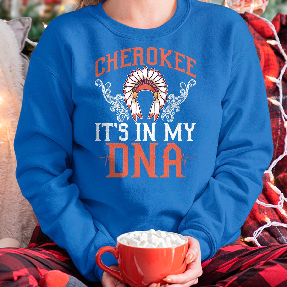 Native American T-Shirts, Vintage Native American Unisex T-Shirt/Hoodie/Sweatshirt HLT00 - American Flag - Cherokee My DNA Native Americans Design T-Shirt