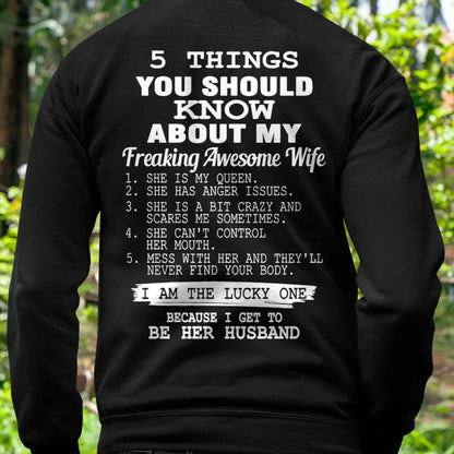 5 THINGS YOU SHOULD KNOW ABOUT MY FREAKING AWESOME WIFE - PERFECT GIFT FOR YOUR HUSBAND, BOYFRIEND - EBIL00 (SKU12-299)