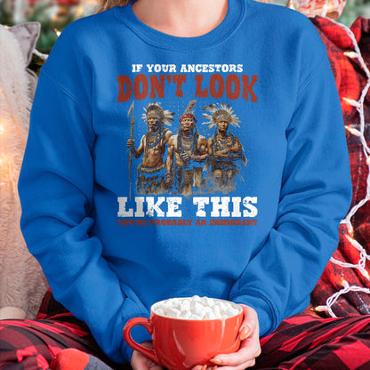 Native American T-Shirts, Vintage Native American Unisex T-Shirt/Hoodie/Sweatshirt HLT00 - American Flag - Ancestors Native American Native Tribes Pride Indigenous T-Shirt