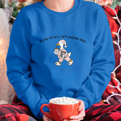 Best Teacher Shirt, Funny Teacher UnisexT-Shirt/Hoodie/Sweatshirt HLT00 - First of All It is Pajama Day Cute Goose Elementary Teacher T-Shirt