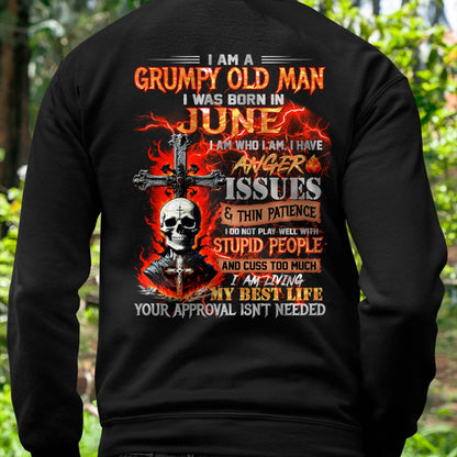 JUNE - GRUMPY OLD MAN T-SHIRT - FUNNY SKULL ANGER ISSUES TEE - PERFECT GIFT FOR MEN EBIL06 (SKU12-319-06)