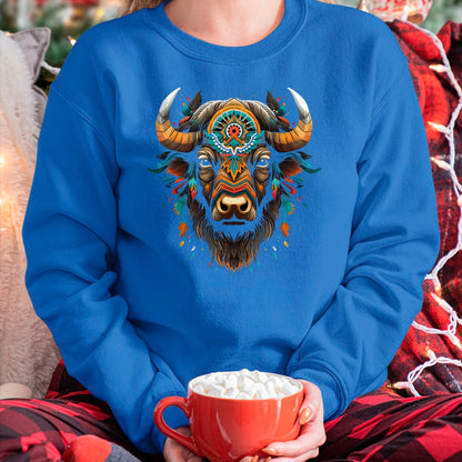Native American T-Shirts, Vintage Native American Unisex T-Shirt/Hoodie/Sweatshirt HLT00 - American Flag - Bison American Buffalo Colorful Boho Native American Pattern T-Shirt