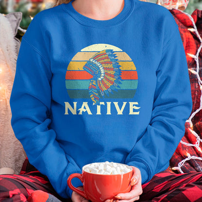Native American T-Shirts, Vintage Native American Unisex T-Shirt/Hoodie/Sweatshirt HLT00 - Native Indian Retro Headdress Native American Blood Pride T-Shirt