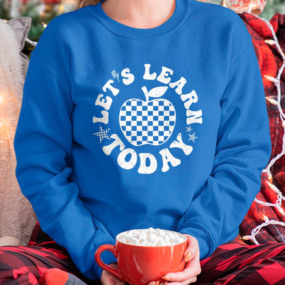 Best Teacher Shirt, Funny Teacher UnisexT-Shirt/Hoodie/Sweatshirt HLT00 - Let's Learn Today Checkered Apple Back to School Teacher T-Shirt