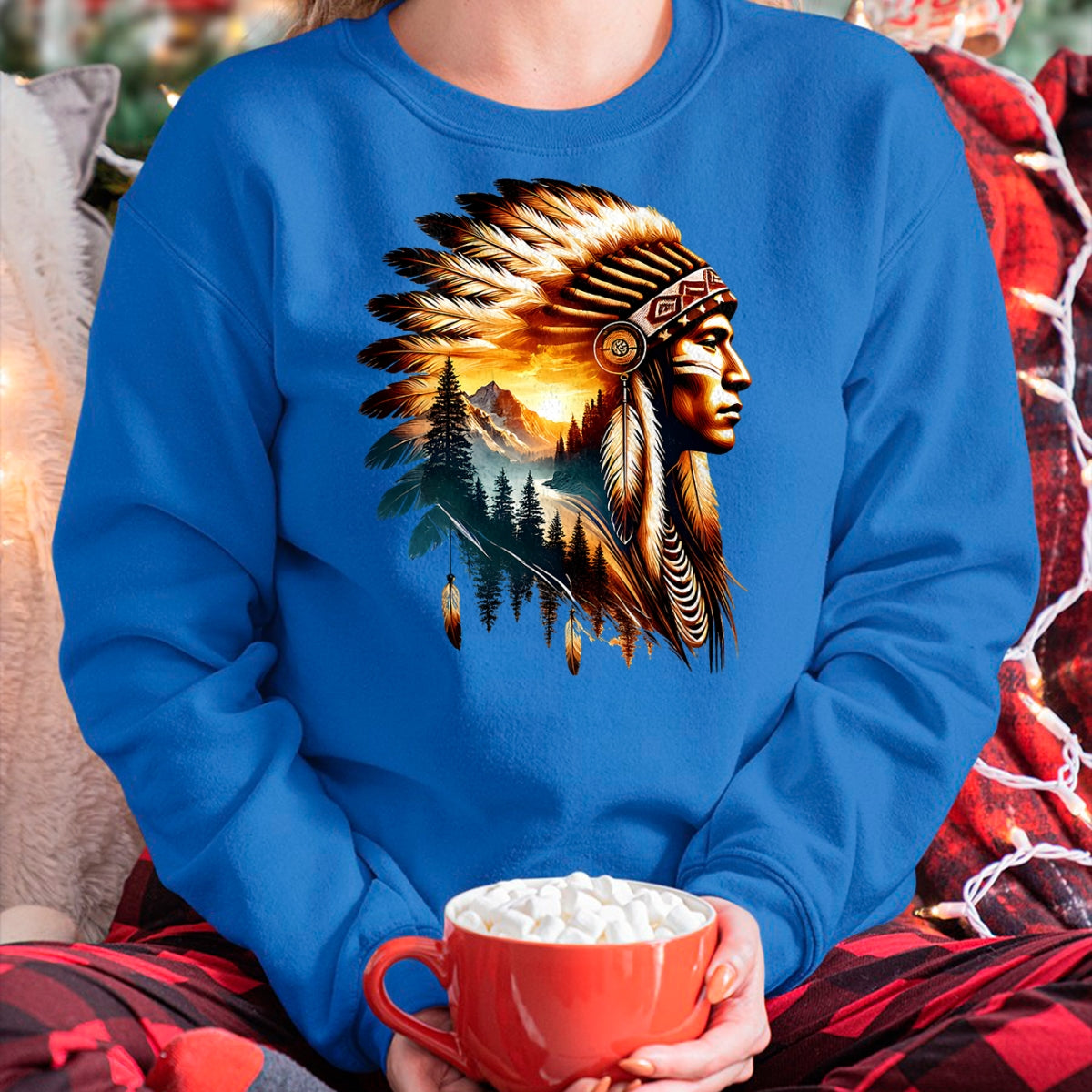 Native American T-Shirts, Vintage Native American Unisex T-Shirt/Hoodie/Sweatshirt HLT00 - American Flag - Cool Native American Indian Chief Men Women Native American T-Shirt (1)