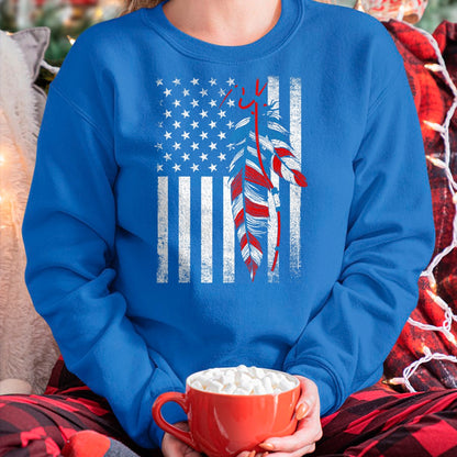 Native American T-Shirts, Vintage Native American Unisex T-Shirt/Hoodie/Sweatshirt HLT00 - American Flag - Native Feather Pride Month Indigenous T-Shirt (1)