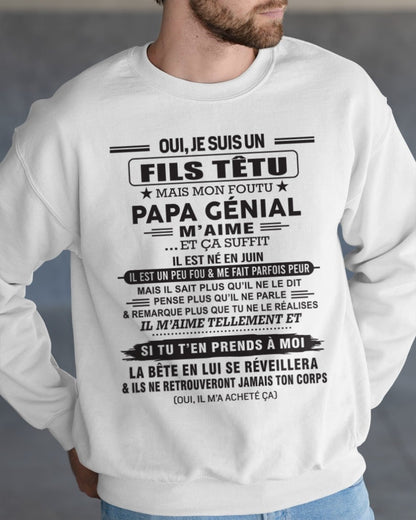 JUIN - Oui, je suis un garçon têtu – T-shirt | Cadeau d’anniversaire de papa pour son fils - DONN06 / fr06 (SKU12-260-06)