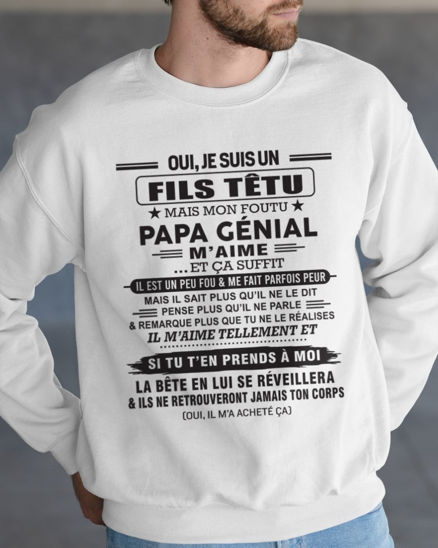 Oui, je suis un garçon têtu – T-shirt | Cadeau d’anniversaire de papa pour son fils - EBIL00 / fr00 (SKU12-260-00)