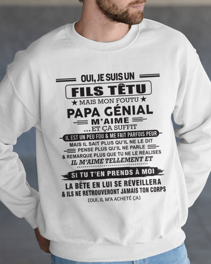 Oui, je suis un garçon têtu – T-shirt | Cadeau d’anniversaire de papa pour son fils - EBIL00 / fr00 (SKU12-260-00)