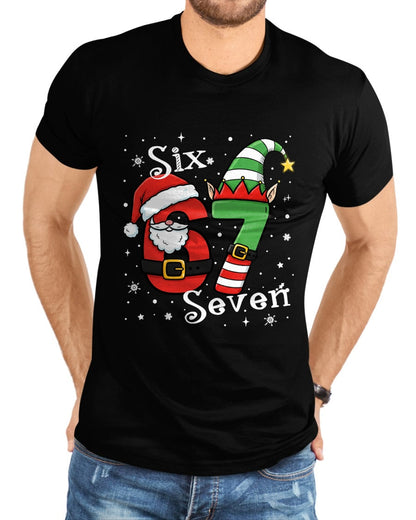 Funny Six Seven 67 Meme 6 7 Elf Santa Christmas Pajamas Kids T-Shirt - Christmas Unisex T-Shirt/Hoodie/Sweatshirt - HNDS00