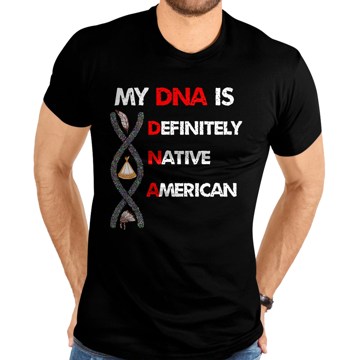 Native American T-Shirts, Vintage Native American Unisex T-Shirt/Hoodie/Sweatshirt HLT00 - My DNA is definitely native american T-Shirt