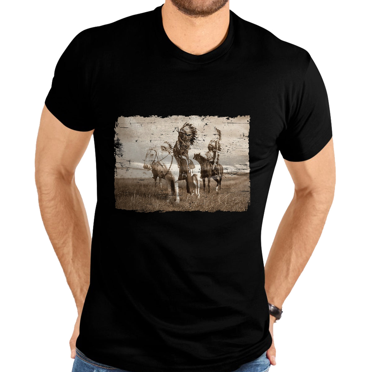 Native American T-Shirts, Vintage Native American Unisex T-Shirt/Hoodie/Sweatshirt HLT00 - Native American Chief Head Indians Warbonnets Headdress T-Shirt (1)