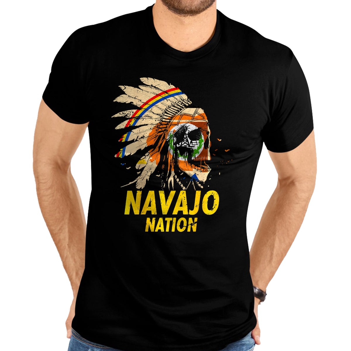 Native American T-Shirts, Vintage Native American Unisex T-Shirt/Hoodie/Sweatshirt HLT00 - American Flag - BACK PRINT Navajo-Nation Flag Native American T-Shirt (1)