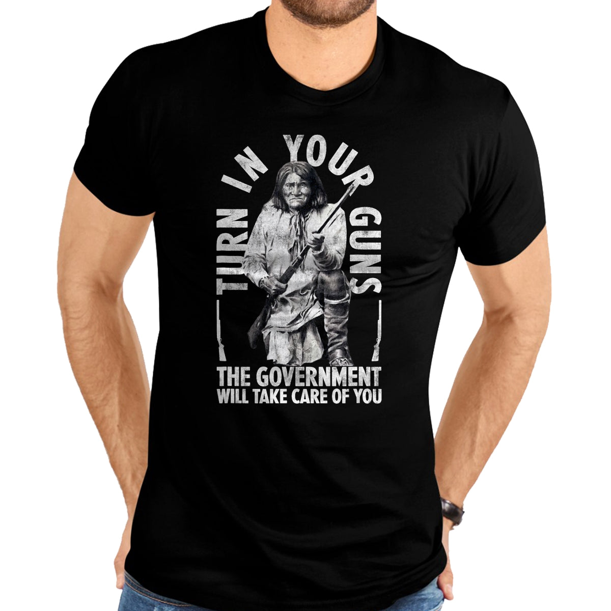 Native American T-Shirts, Vintage Native American Unisex T-Shirt/Hoodie/Sweatshirt HLT00 - Native America Turn Your Guns Government Take Care Of You T-Shirt
