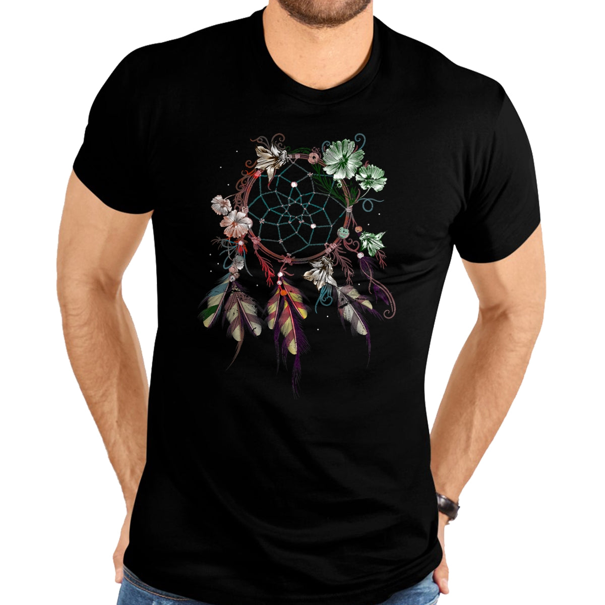 Native American T-Shirts, Vintage Native American Unisex T-Shirt/Hoodie/Sweatshirt HLT00 - Native American Indian Colorful Dreamcatcher T-Shirt (1)