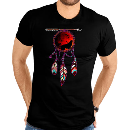 Native American T-Shirts, Vintage Native American Unisex T-Shirt/Hoodie/Sweatshirt HLT00 - Native American Timber Wolf Dream Catcher Indian Tribal Gift T-Shirt (1)