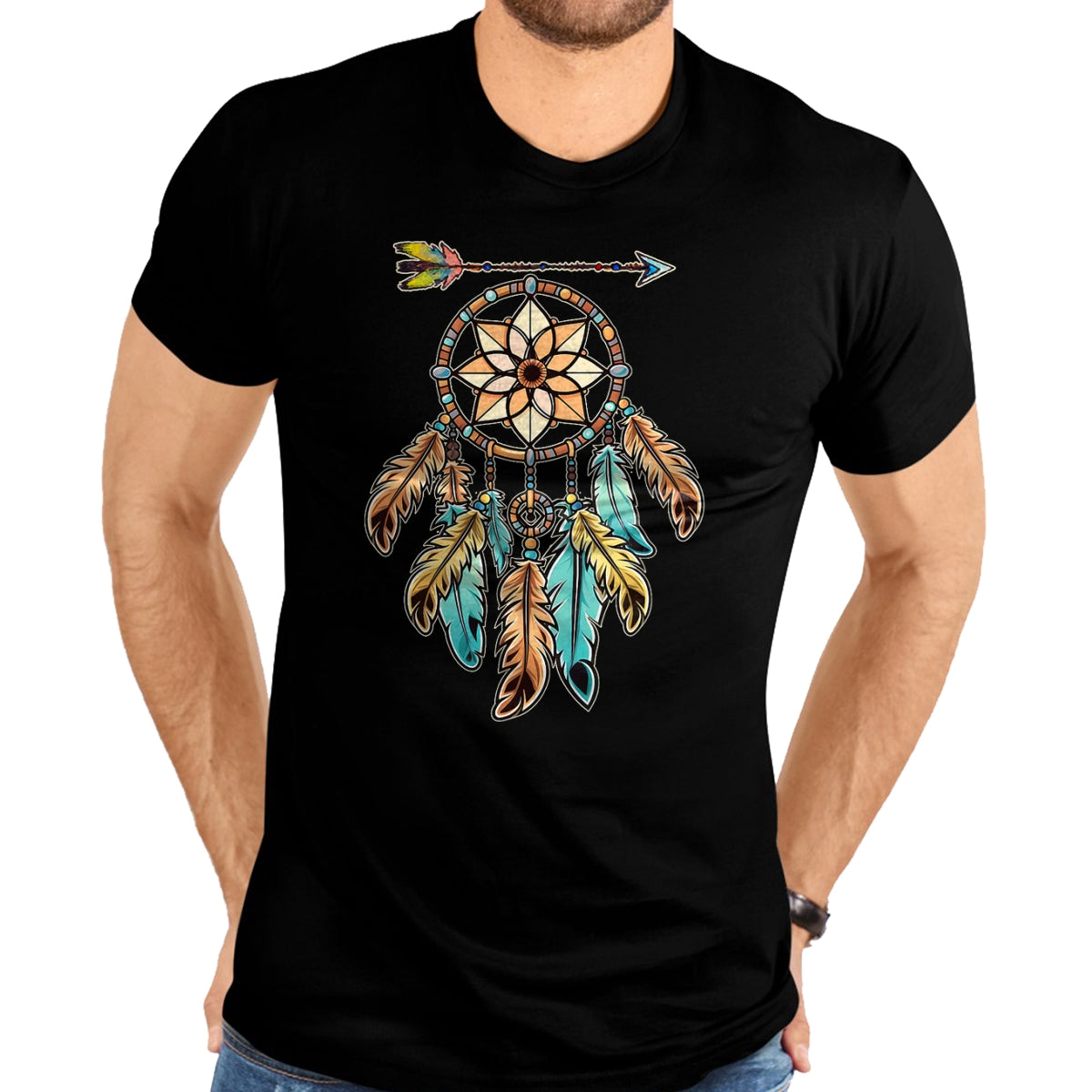 Native American T-Shirts, Vintage Native American Unisex T-Shirt/Hoodie/Sweatshirt HLT00 - Dream Catcher White Buffalo Native American Boho vibe T-Shirt