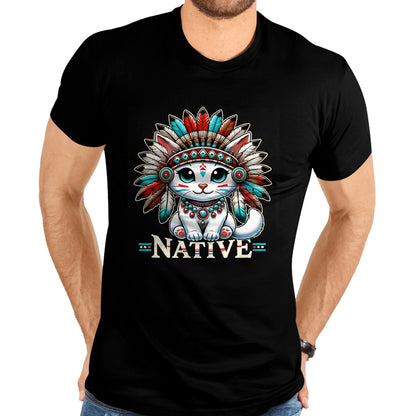 Native American T-Shirts, Vintage Native American Unisex T-Shirt/Hoodie/Sweatshirt HLT00 - Native American Day Cute American Native Indian Kawaii Cat T-Shirt (1)