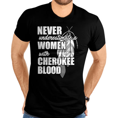 Native American T-Shirts, Vintage Native American Unisex T-Shirt/Hoodie/Sweatshirt HLT00 - American Flag - Cool Cherokee Blood Women Funny Native American Gift For Her T-Shirt (1)